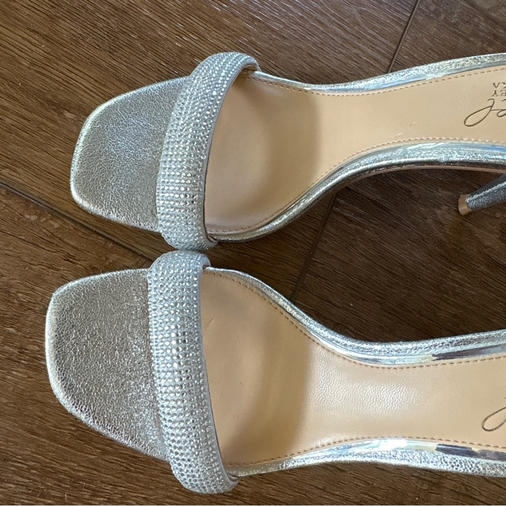 Badgley Mischka Silver Ankle Strap Heels - Picture 4 of 6